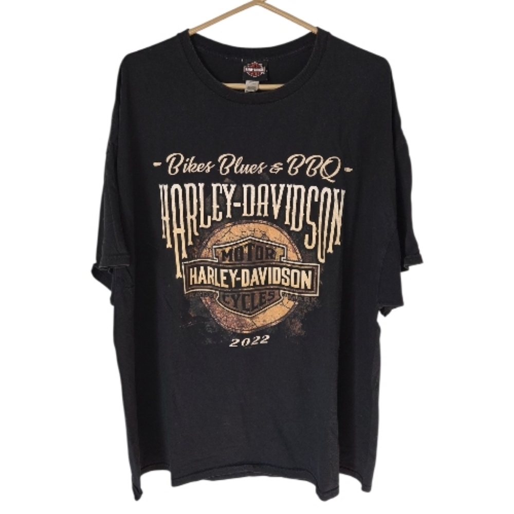 Harley-Davidson Skull Graphic Tee 3XL Black Bikes Blues BBQ 2022 Pig Trail Shirt